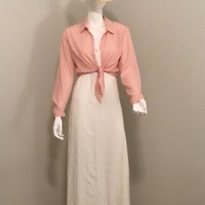 FOREVER 21 :  CONTEMPORARY  DRESS (Small)   W/POLKA DOT BLOUSE (medium)